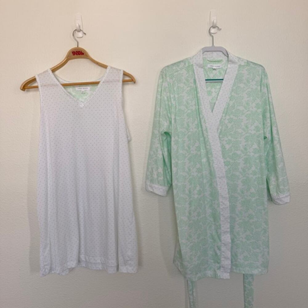 Carole Hochman Robe & Nightgown Set Polka Dot & Paisley Summer Women's XL